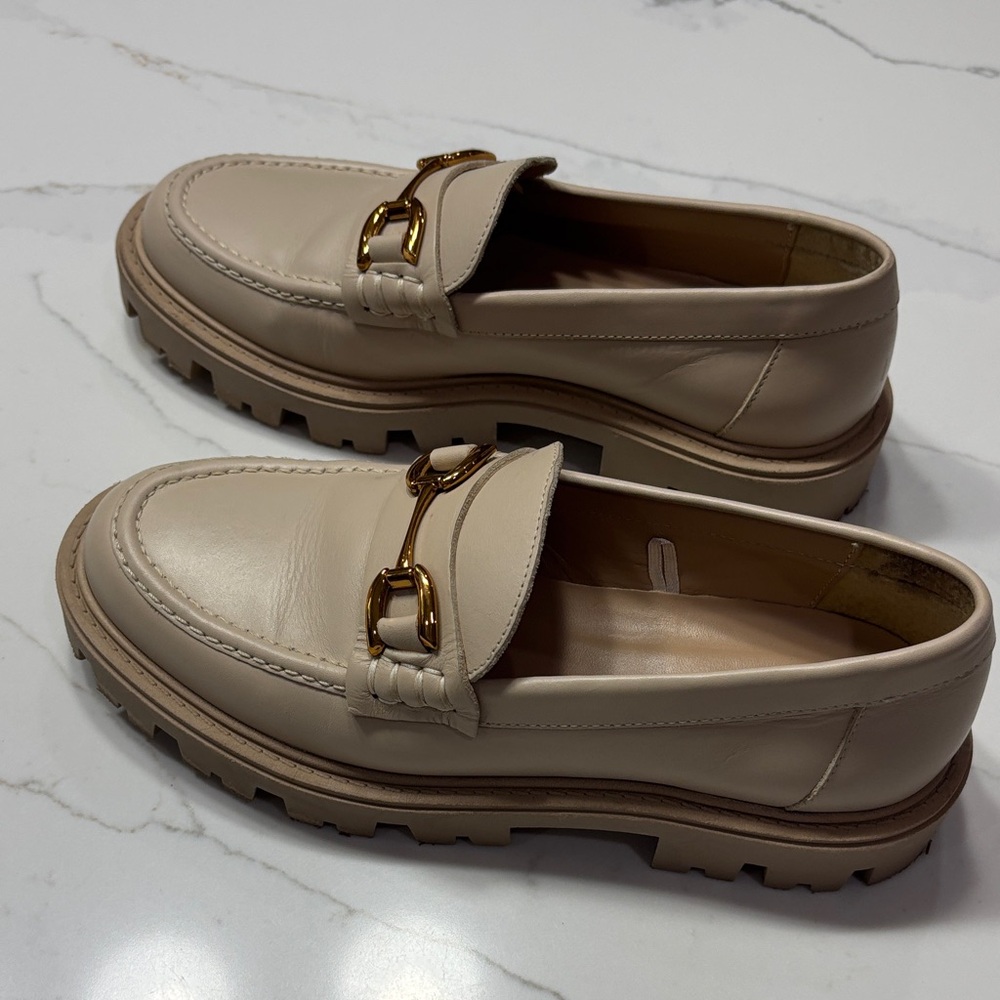 Zara Beige Loafers with Gold Buckle Detail - Picture 10 of 17